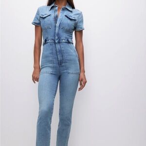 Good American Blue Denim Jumpsuit